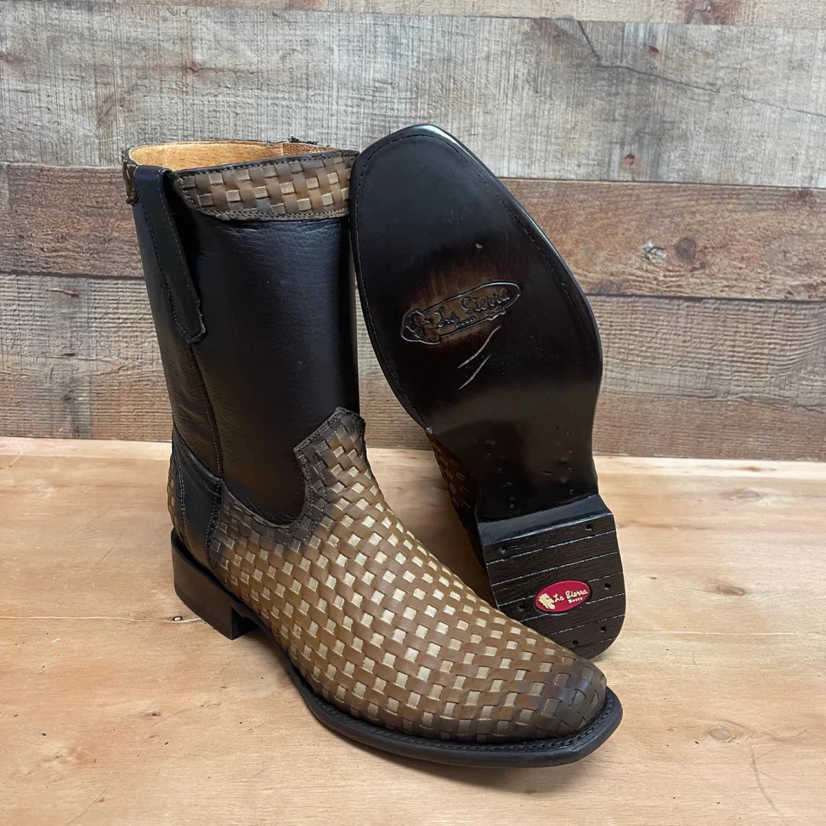 Men's Western Cowboy Side Zipper Genuine Leather with Handwoven Petatillo Style Dubai Toe Boots Est. 272 Tang - OriginalWestern.com
