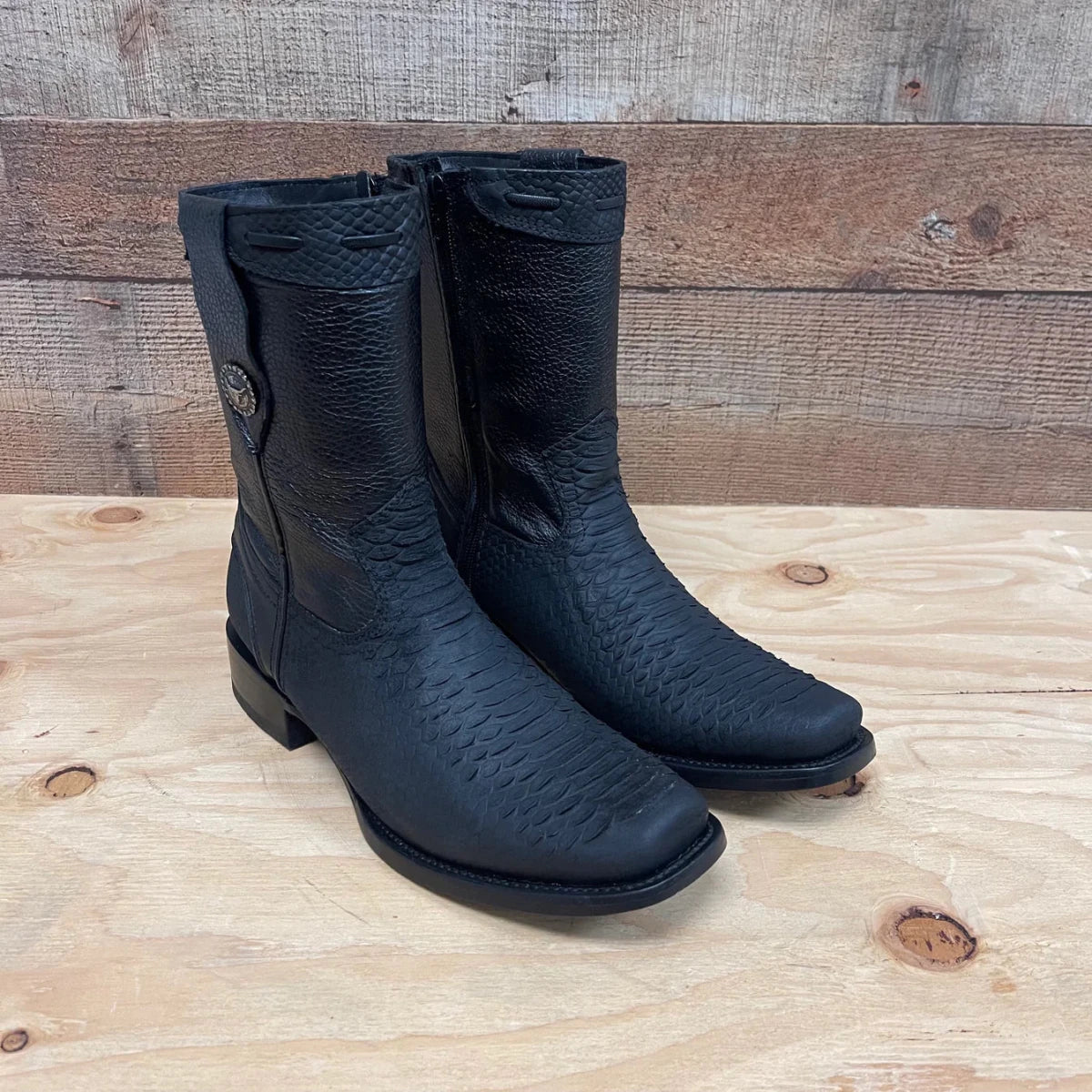 Men's Western Cowboy Side Zipper Genuine Leather with Phyton Print Dubai Toe Boots Est. 265 - OriginalWestern.com