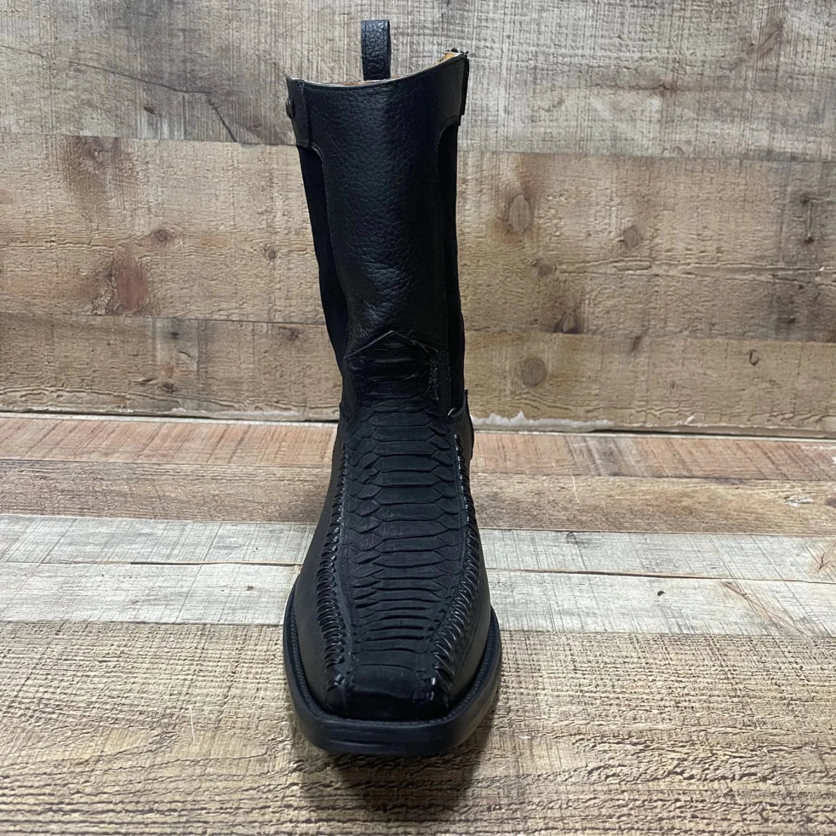 Men's Western Cowboy Side Zipper Genuine Leather with Phyton Print Est. 260 Black - OriginalWestern.com