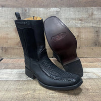 Men's Western Cowboy Side Zipper Genuine Leather with Phyton Print Est. 260 Black - OriginalWestern.com
