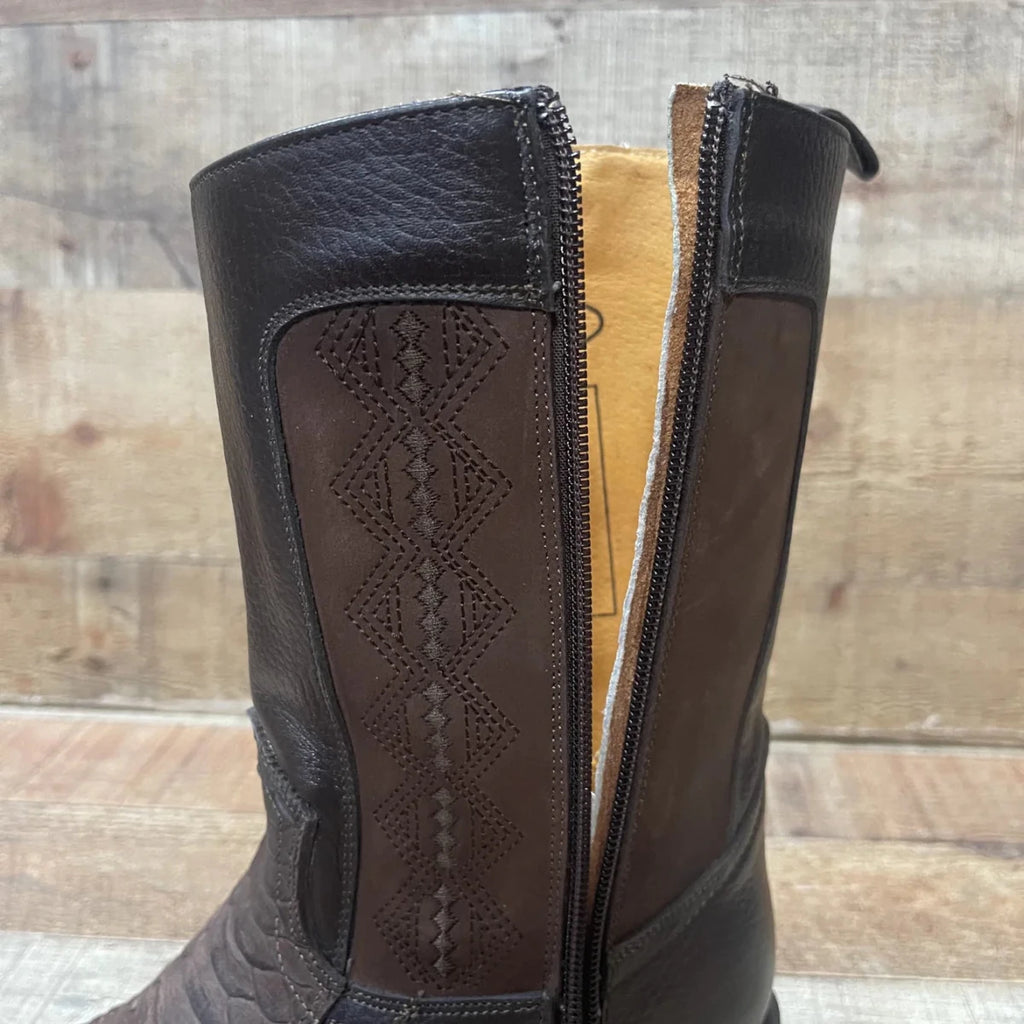 Men's Western Cowboy Side Zipper Genuine Leather with Phyton Print Est. 260 Brown - OriginalWestern.com