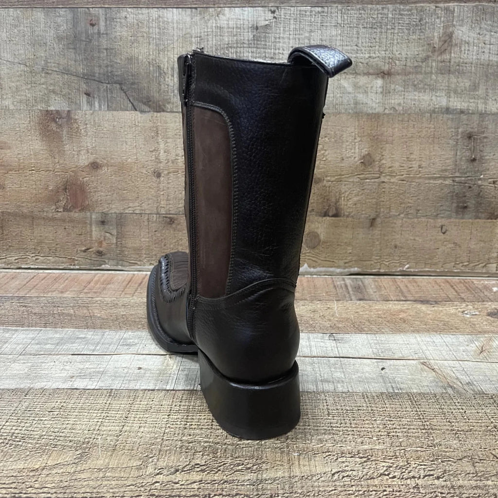 Men's Western Cowboy Side Zipper Genuine Leather with Phyton Print Est. 260 Brown - OriginalWestern.com
