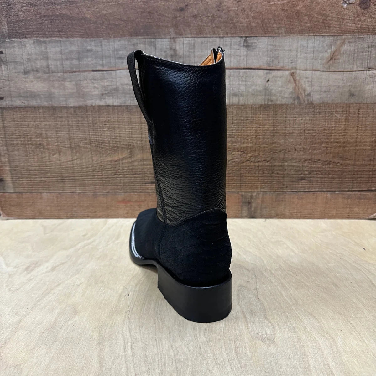Men's Western Cowboy Side Zipper Genuine Leather with Phyton Print Est. 262 Black - OriginalWestern.com