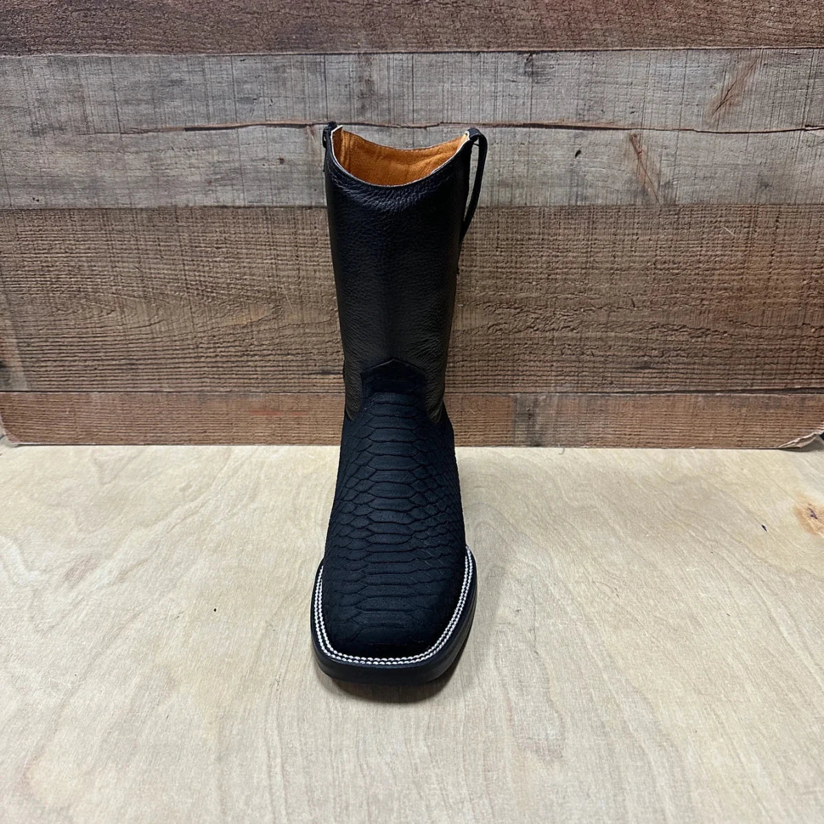 Men's Western Cowboy Side Zipper Genuine Leather with Phyton Print Est. 262 Black - OriginalWestern.com