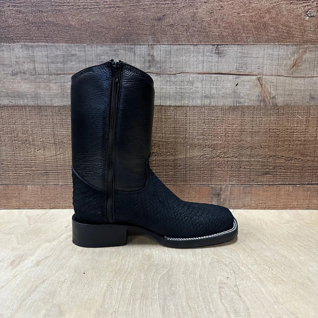 Men's Western Cowboy Side Zipper Genuine Leather with Phyton Print Est. 262 Black - OriginalWestern.com