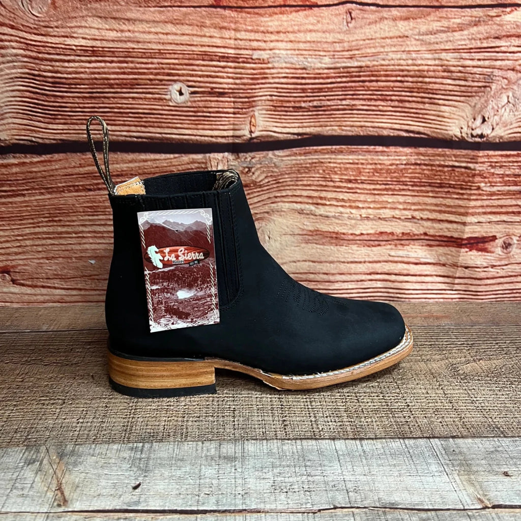 Men's Western Cowboy Square Toe Half Boots Est. 710 Black - OriginalWestern.com