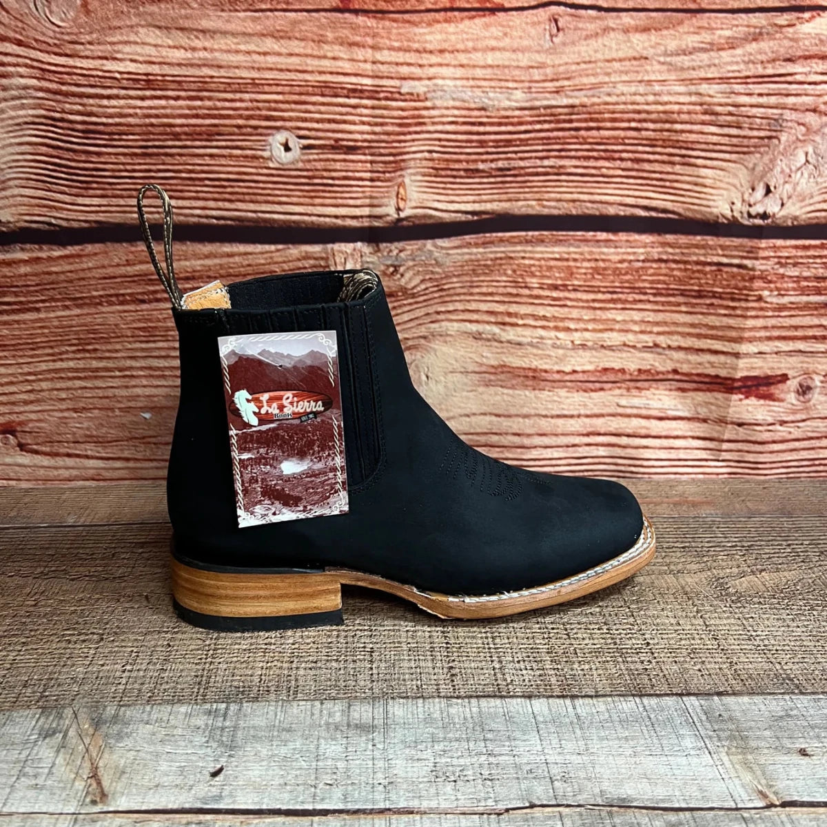 Men's Western Cowboy Square Toe Half Boots Est. 710 Black - OriginalWestern.com