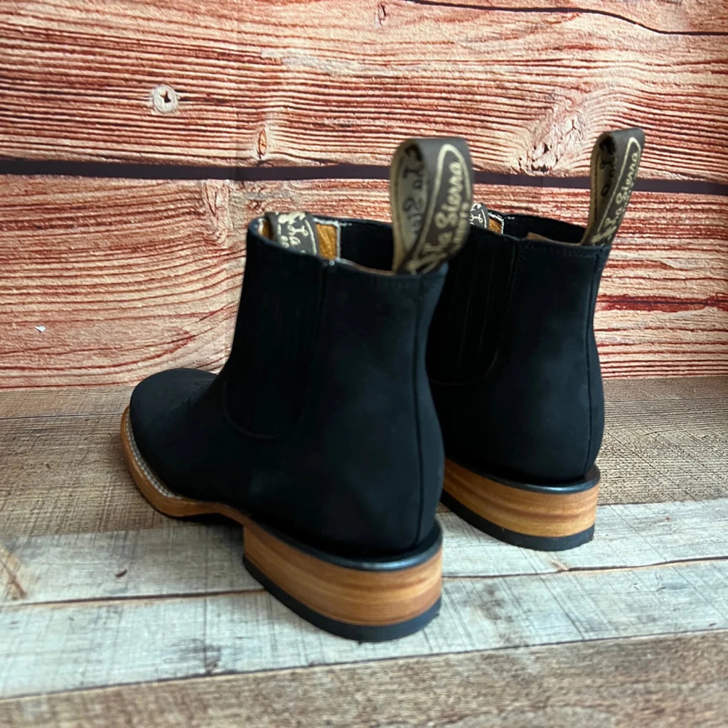 Men's Western Cowboy Square Toe Half Boots Est. 710 Black - OriginalWestern.com