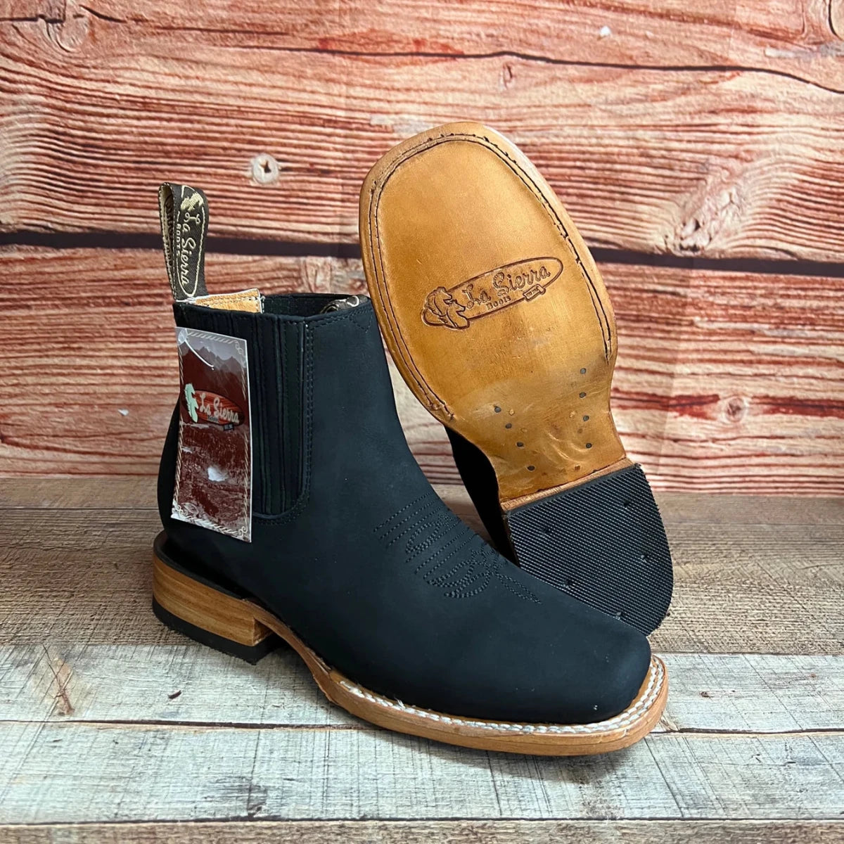 Men's Western Cowboy Square Toe Half Boots Est. 710 Black - OriginalWestern.com