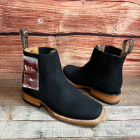 Men's Western Cowboy Square Toe Half Boots Est. 710 Black - OriginalWestern.com