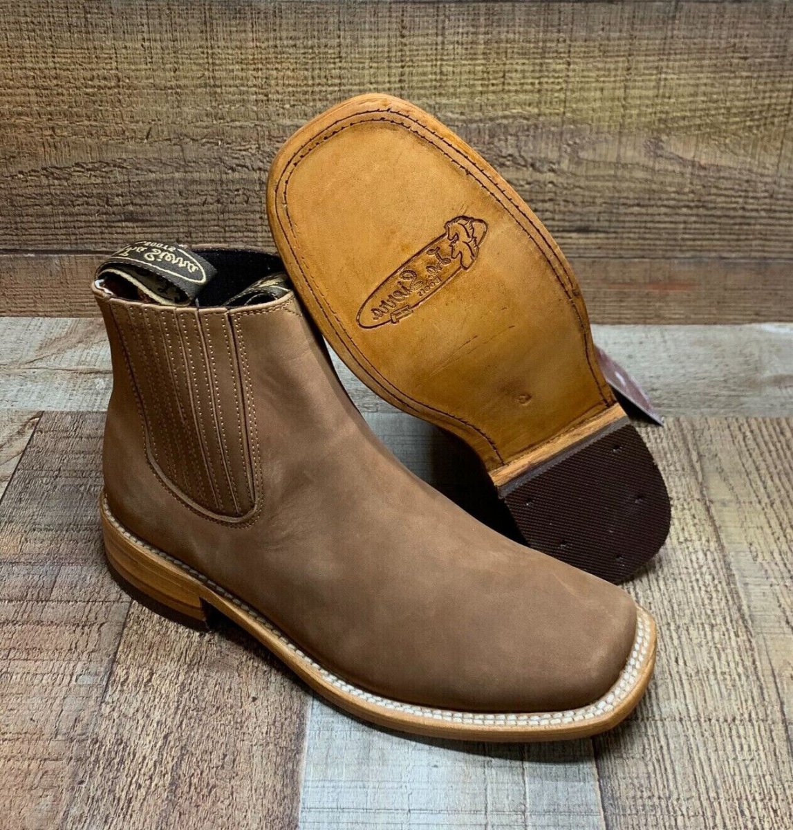 Men's Western Cowboy Square Toe Half Boots Est. 710 Honey - OriginalWestern.com