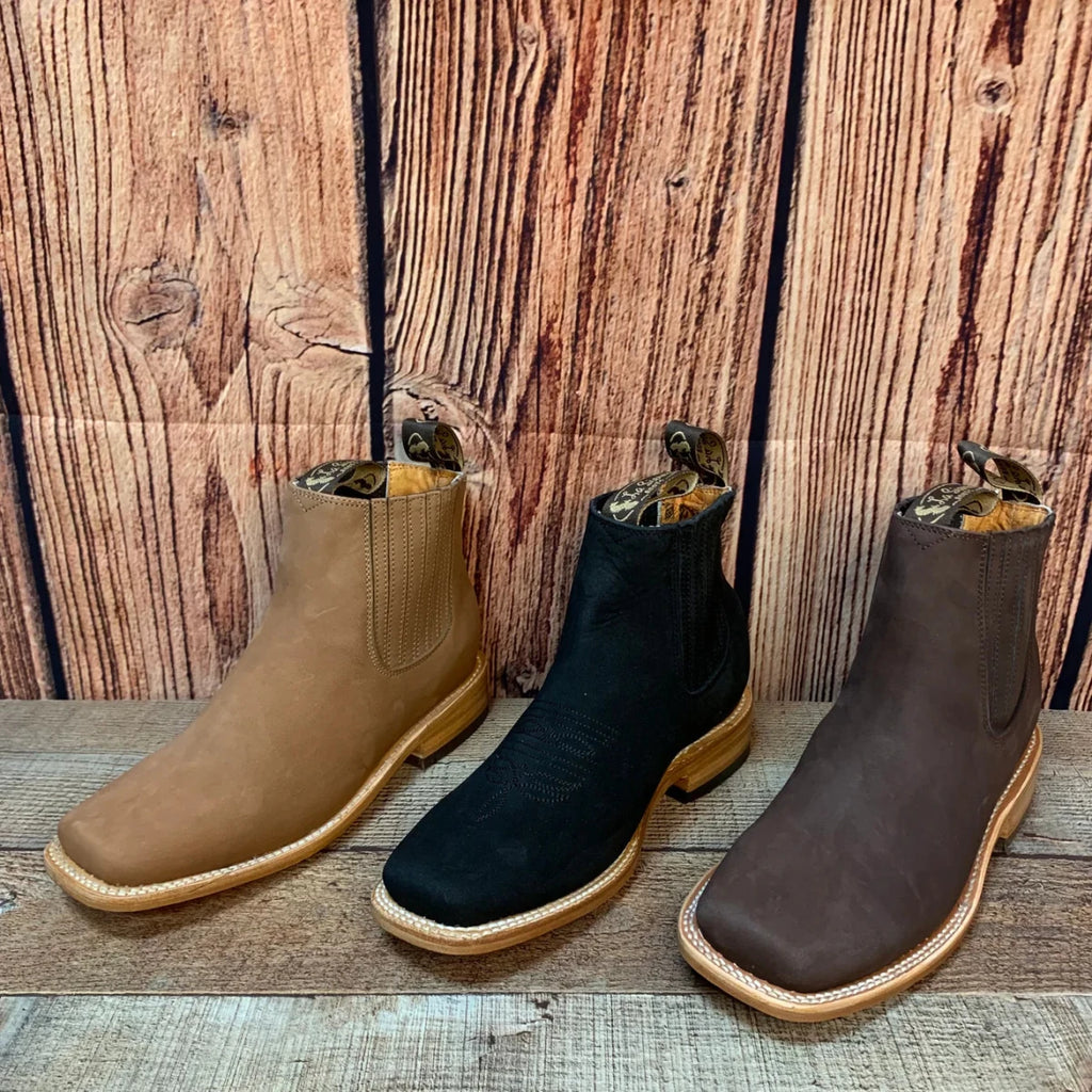 Men's Western Cowboy Square Toe Half Boots Est. 710 Moka - OriginalWestern.com