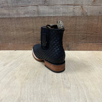 Men's Western Cowboy Woven Leather Square Toe Half Ankle Boot Est. 716 Black - OriginalWestern.com