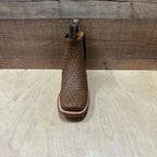 Men's Western Cowboy Woven Leather Square Toe Half Ankle Boot Est. 716 Tan/Sand - OriginalWestern.com