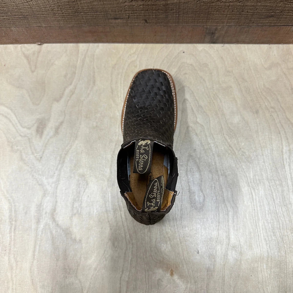Men's Western Cowboy Woven Leather Square Toe Half Ankle Boot Est. 716 Tobacco - OriginalWestern.com