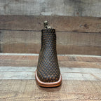 Men's Western Cowboy Woven Leather Square Toe Half Ankle Boot Est. 716 Tobacco/Tan - OriginalWestern.com