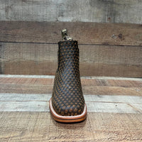 Men's Western Cowboy Woven Leather Square Toe Half Ankle Boot Est. 716 Tobacco/Tan - OriginalWestern.com