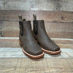 Men's Western Cowboy Woven Leather Square Toe Half Ankle Boot Est. 716 Tobacco/Tan - OriginalWestern.com