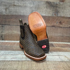 Men's Western Cowboy Woven Leather Square Toe Half Ankle Boot Est. 716 Tobacco/Tan - OriginalWestern.com