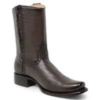 Men's Western Cowboy Zipper Genuine American Deer Leather Boots Dubai Square Toe - Brown - OriginalWestern.com