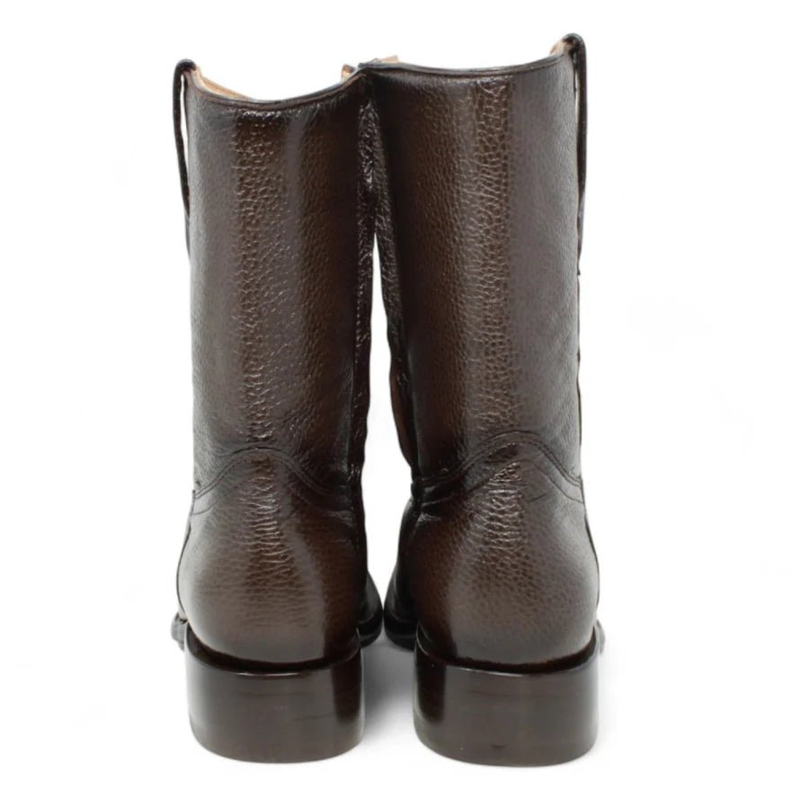 Men's Western Cowboy Zipper Genuine American Deer Leather Boots Dubai Square Toe - Brown - OriginalWestern.com