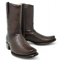 Men's Western Cowboy Zipper Genuine American Deer Leather Boots Dubai Square Toe - Brown - OriginalWestern.com