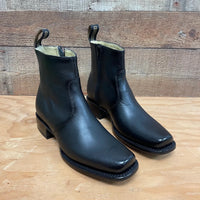 Men's Western Cowboy Zipper Genuine Leather Ankle Boots Dubai Toe Est. 266 Black - OriginalWestern.com