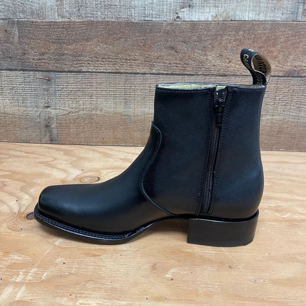 Men's Western Cowboy Zipper Genuine Leather Ankle Boots Dubai Toe Est. 266 Black - OriginalWestern.com