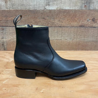 Men's Western Cowboy Zipper Genuine Leather Ankle Boots Dubai Toe Est. 266 Black - OriginalWestern.com