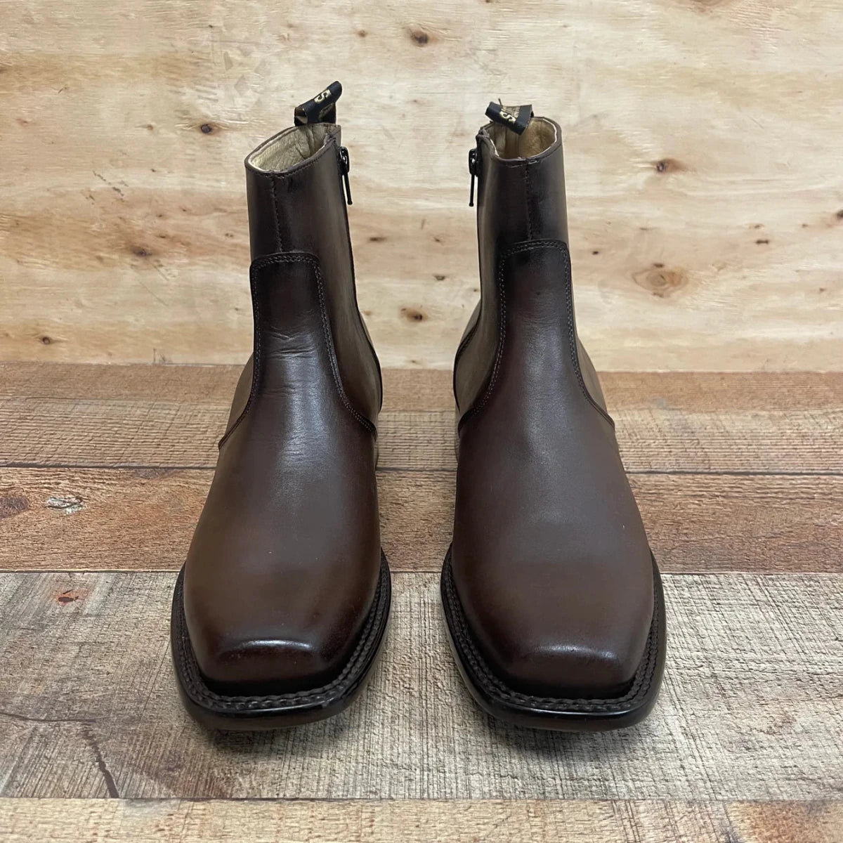 Men's Western Cowboy Zipper Genuine Leather Ankle Boots Dubai Toe Est. 266 Brown - OriginalWestern.com
