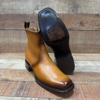 Men's Western Cowboy Zipper Genuine Leather Ankle Boots Dubai Toe Est. 266 Honey - OriginalWestern.com