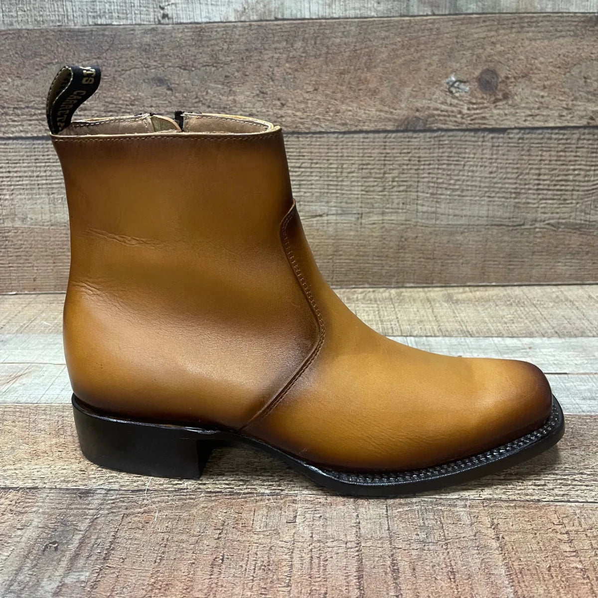 Men's Western Cowboy Zipper Genuine Leather Ankle Boots Dubai Toe Est. 266 Honey - OriginalWestern.com