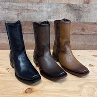 Men's Western Cowboy Zipper Genuine Leather Boots Dubai Toe Est. 261 Black - OriginalWestern.com