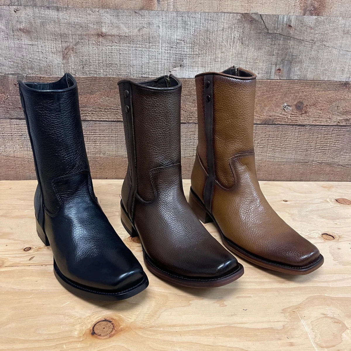 Men's Western Cowboy Zipper Genuine Leather Boots Dubai Toe Est. 261 Black - OriginalWestern.com