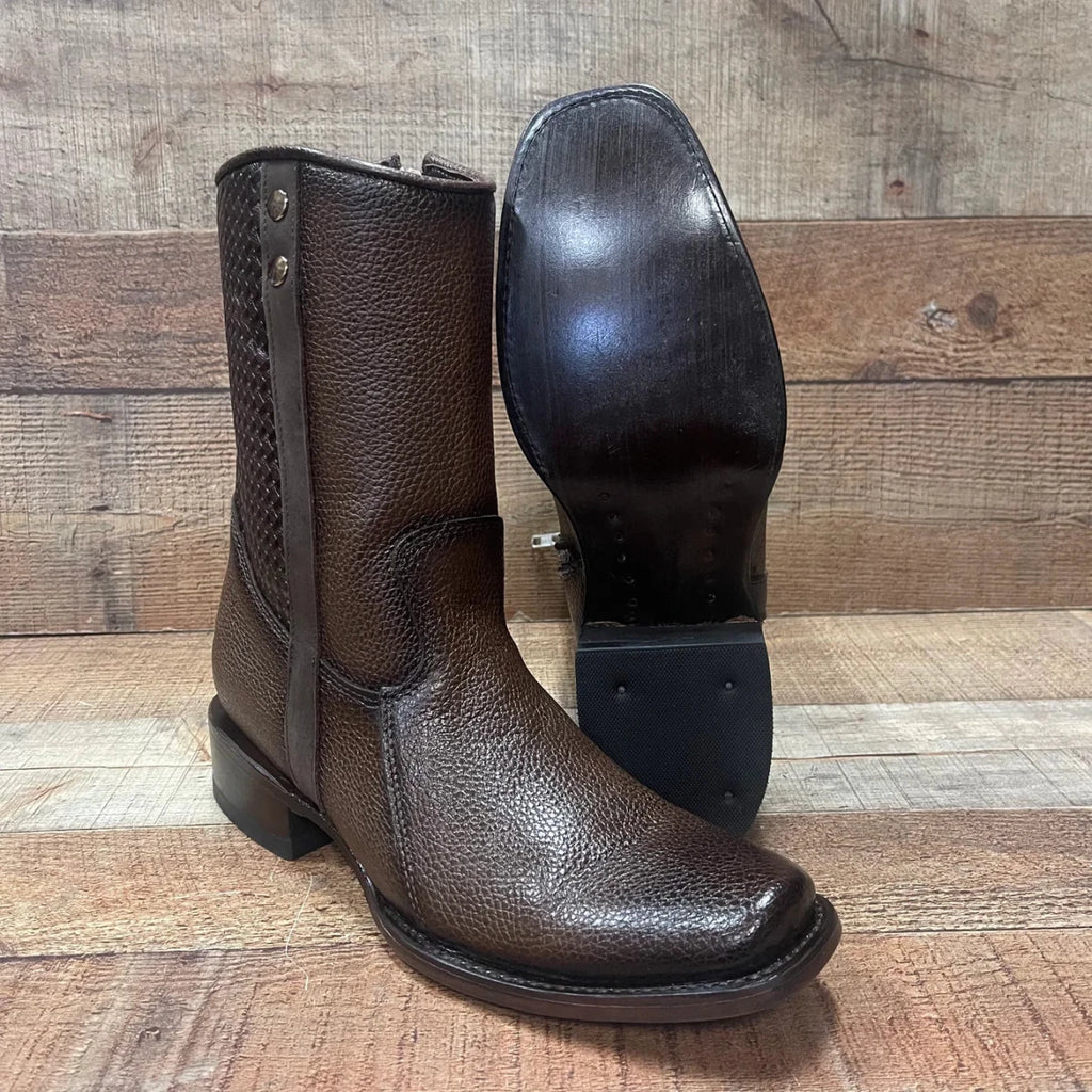Men's Western Cowboy Zipper Genuine Leather Boots Dubai Toe Est. 261 Brown - OriginalWestern.com