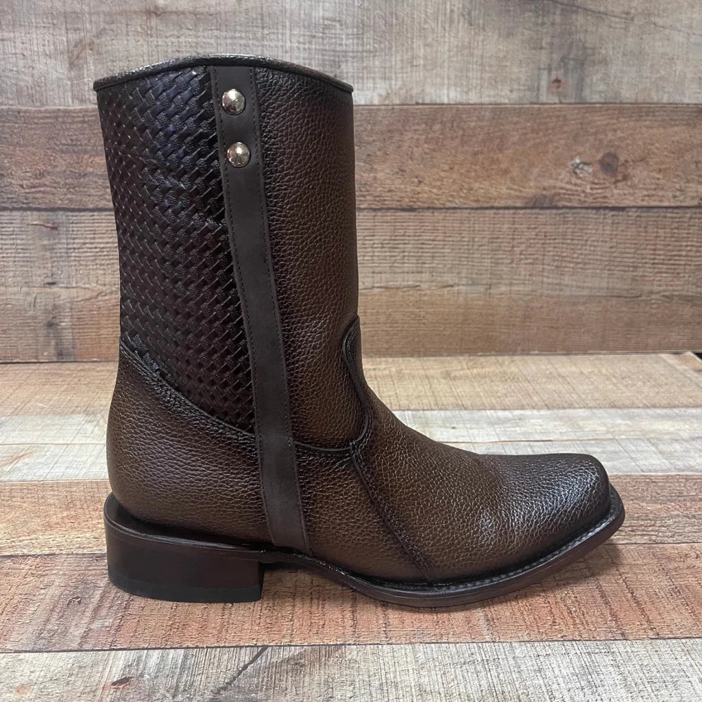 Men's Western Cowboy Zipper Genuine Leather Boots Dubai Toe Est. 261 Brown - OriginalWestern.com