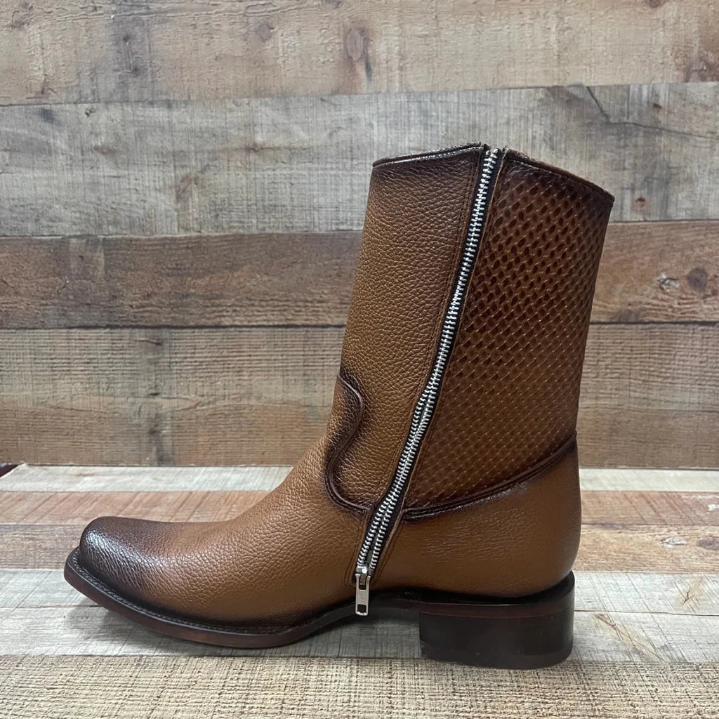 Men's Western Cowboy Zipper Genuine Leather Boots Dubai Toe Est. 261 Honey - OriginalWestern.com