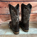 Men's Western Ostrich Print Leather Cowboy Square Toe Boots Est. 380 Brown - OriginalWestern.com