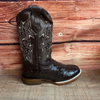 Men's Western Ostrich Print Leather Cowboy Square Toe Boots Est. 380 Brown - OriginalWestern.com