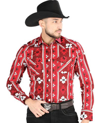 El General - Men's Red Western Geometric Shirt  44472
