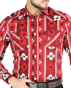 El General - Men's Red Western Geometric Shirt  44472