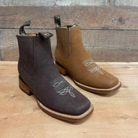 Men's Western Rodeo Ankle Boot Leather Sole Embroidered Est. 712 Camel - OriginalWestern.com