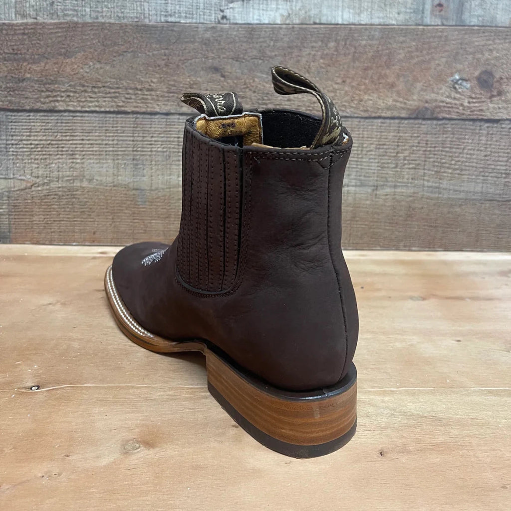 Men's Western Rodeo Ankle Boot Leather Sole Embroidered Est. 712 Moka - OriginalWestern.com