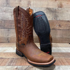 Men's Western Rodeo Cowboy Genuine Leather Boots Square Toe Est. 387 Tan - OriginalWestern.com