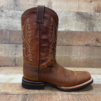 Men's Western Rodeo Cowboy Genuine Leather Boots Square Toe Est. 387 Tan - OriginalWestern.com