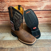 Men's Western Rodeo Cowboy Genuine Leather Square Toe Boots Est. 699 Caoba - OriginalWestern.com