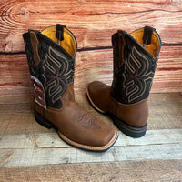 Men's Western Rodeo Cowboy Genuine Leather Square Toe Boots Est. 699 Caoba - OriginalWestern.com