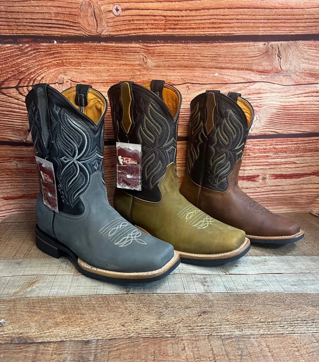 Men's Western Rodeo Cowboy Genuine Leather Square Toe Boots Est. 699 Caoba - OriginalWestern.com