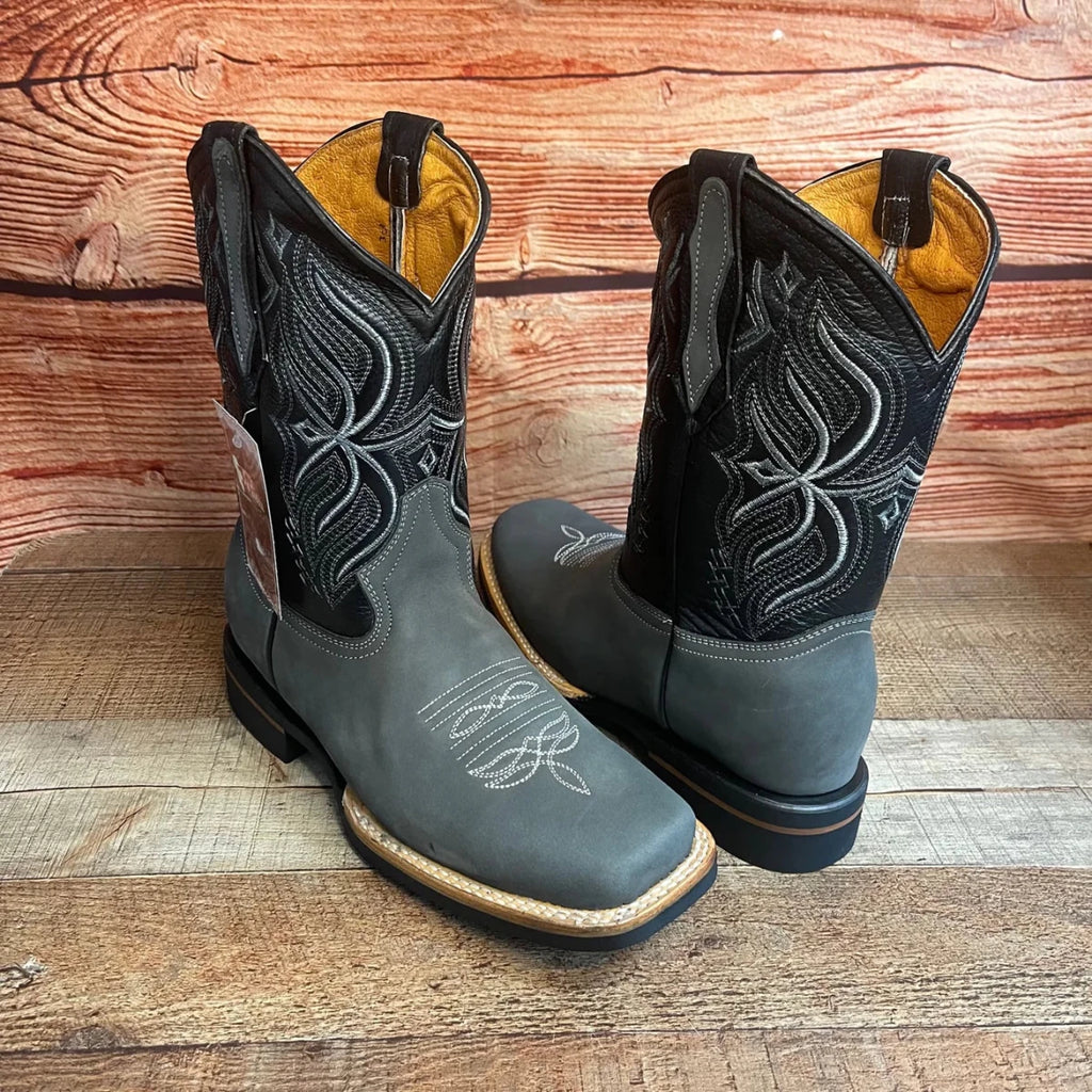 Men's Western Rodeo Cowboy Genuine Leather Square Toe Boots Est. 699 Gray - OriginalWestern.com