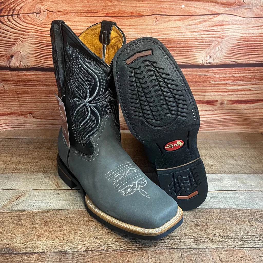 Men's Western Rodeo Cowboy Genuine Leather Square Toe Boots Est. 699 Gray - OriginalWestern.com